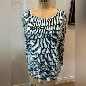 Chico's Teal and White 3/4 Sleeve Tshirt